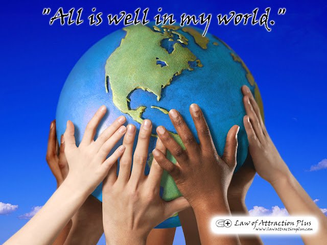 "All is well in my world." (Wallpaper + Decree) Free Law of Attraction Wallpaper with Decree and Positive Affirmation