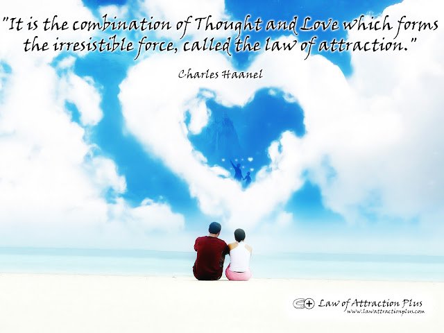 "It is the combination of Thought and Love which forms the irresistible force... (Wallpaper + Quote) Free Law of Attraction Wallpaper with a Quote by Charles Haanel